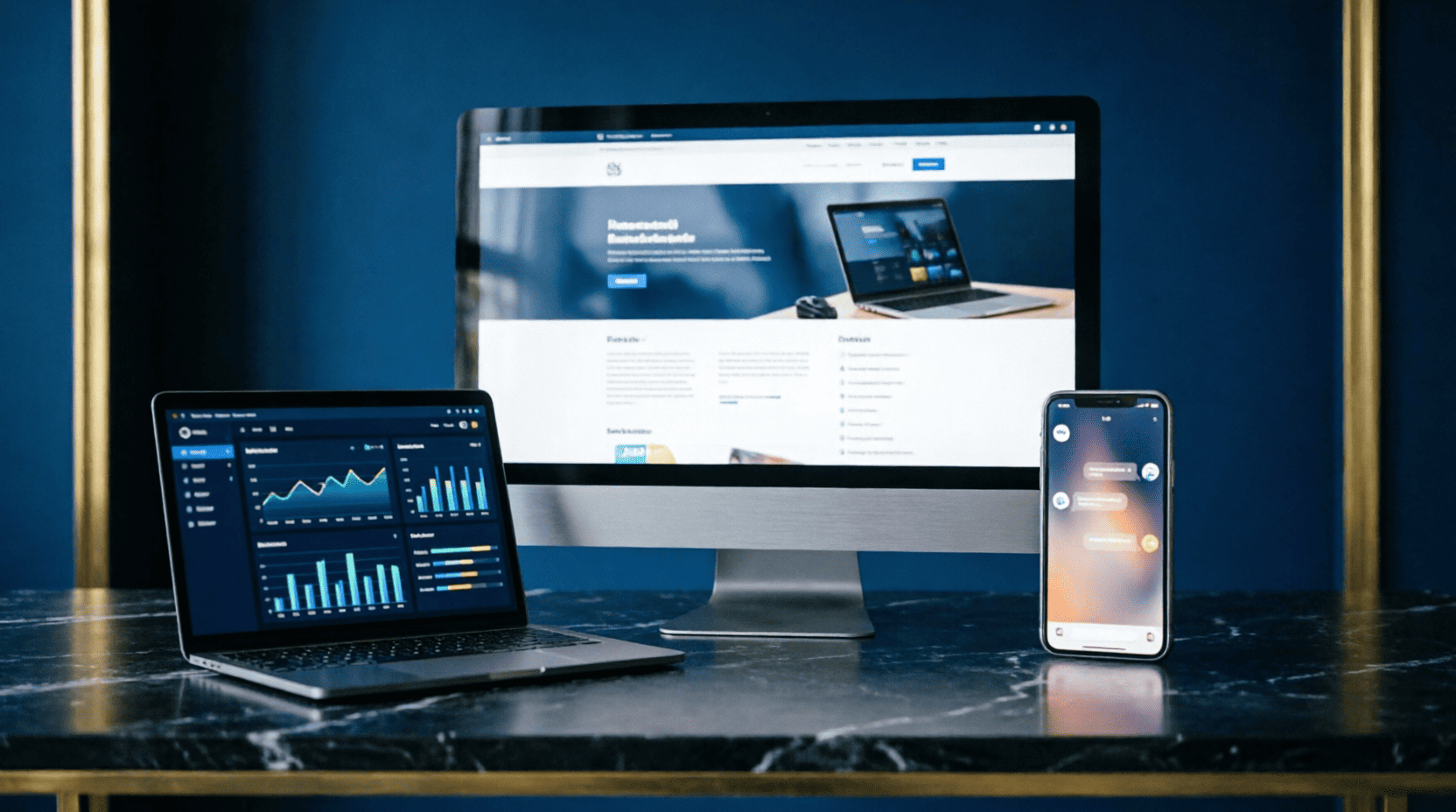 Набор цифровых продуктов на нескольких устройствах: сайт, дашборд и автоматизация