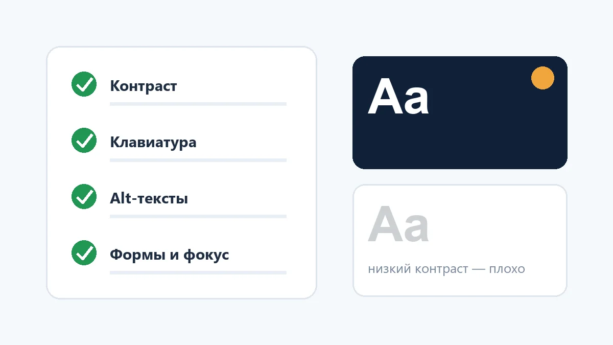 Чек-лист доступности: контраст, клавиатурная навигация, alt-тексты и формы